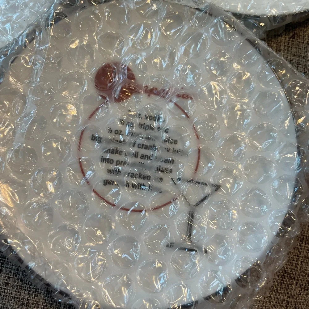 Potterybarn Retro Bar porcelain Mini plates Coaster barware w Cocktail Recipes